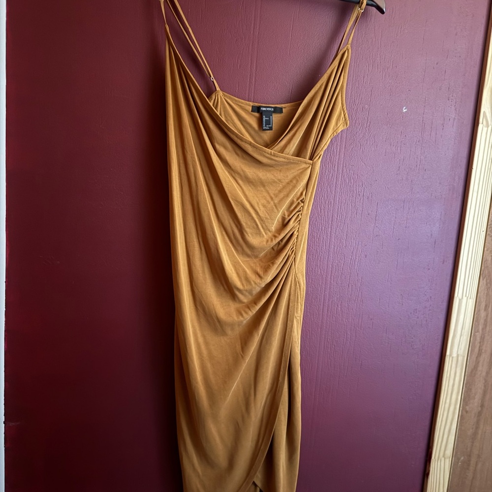 Elegant Rust Color Draped Dress